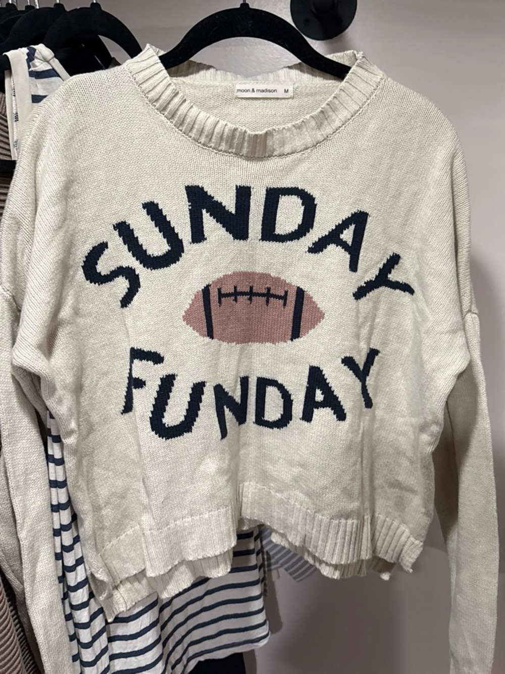moon & madison Cream 'Sunday Funday' Graphic Crewneck Sweater